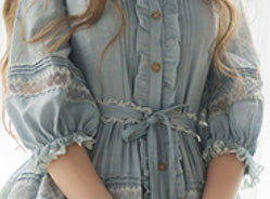 JS Lolita~Jenny and Mentha Tea~Elegant Lolita Square Neckline OP Dress free size gray-blue long belt 