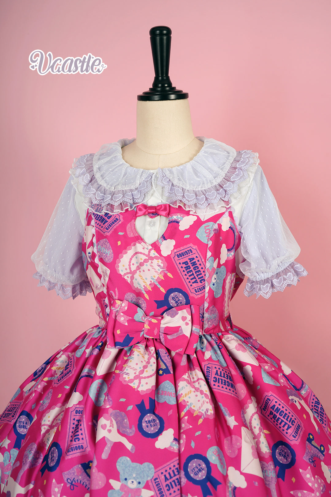 Vcastle~Unicorn Sugar Party~Kawaii Lolita Salopette Suit with Unicorn Hood 42110:726754