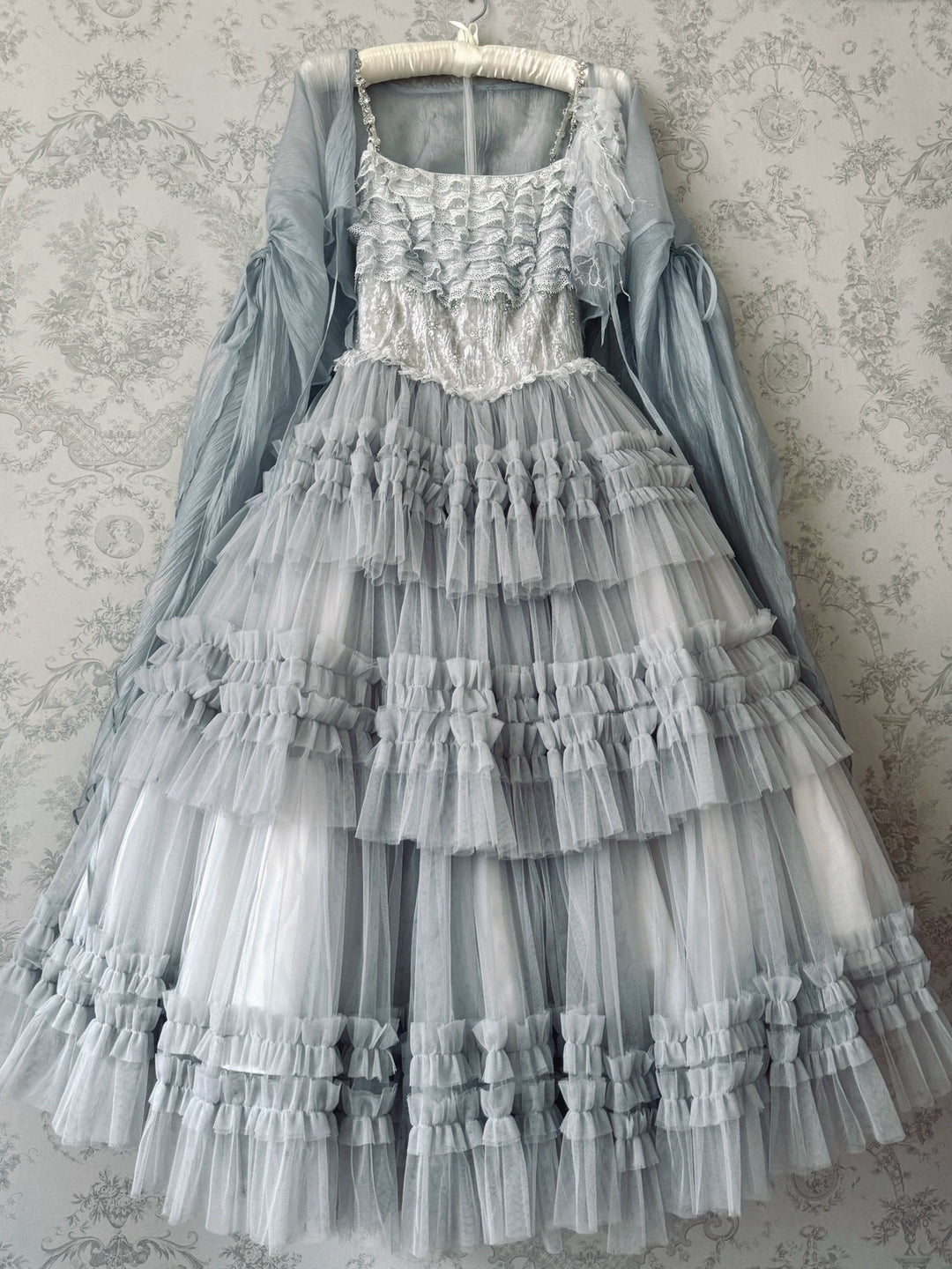 Sara Bell~Hailey~Elegant Lolita JSK Dress with Large Tiered Voile Hem 43090:765181