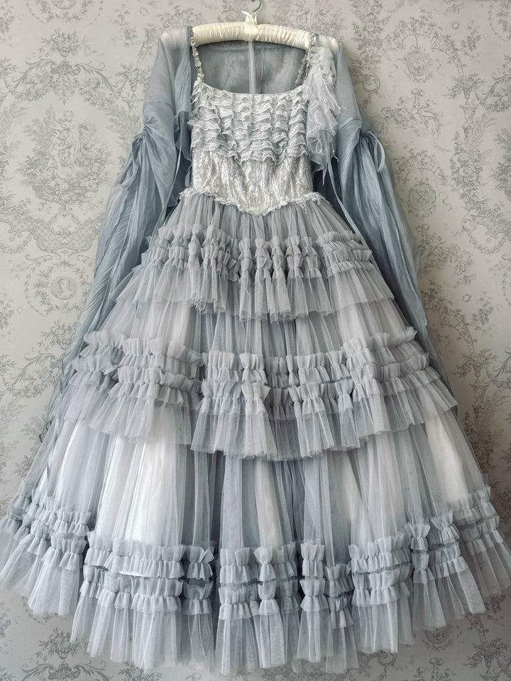 Sara Bell~Hailey~Elegant Lolita JSK Dress with Large Tiered Voile Hem 43090:765181