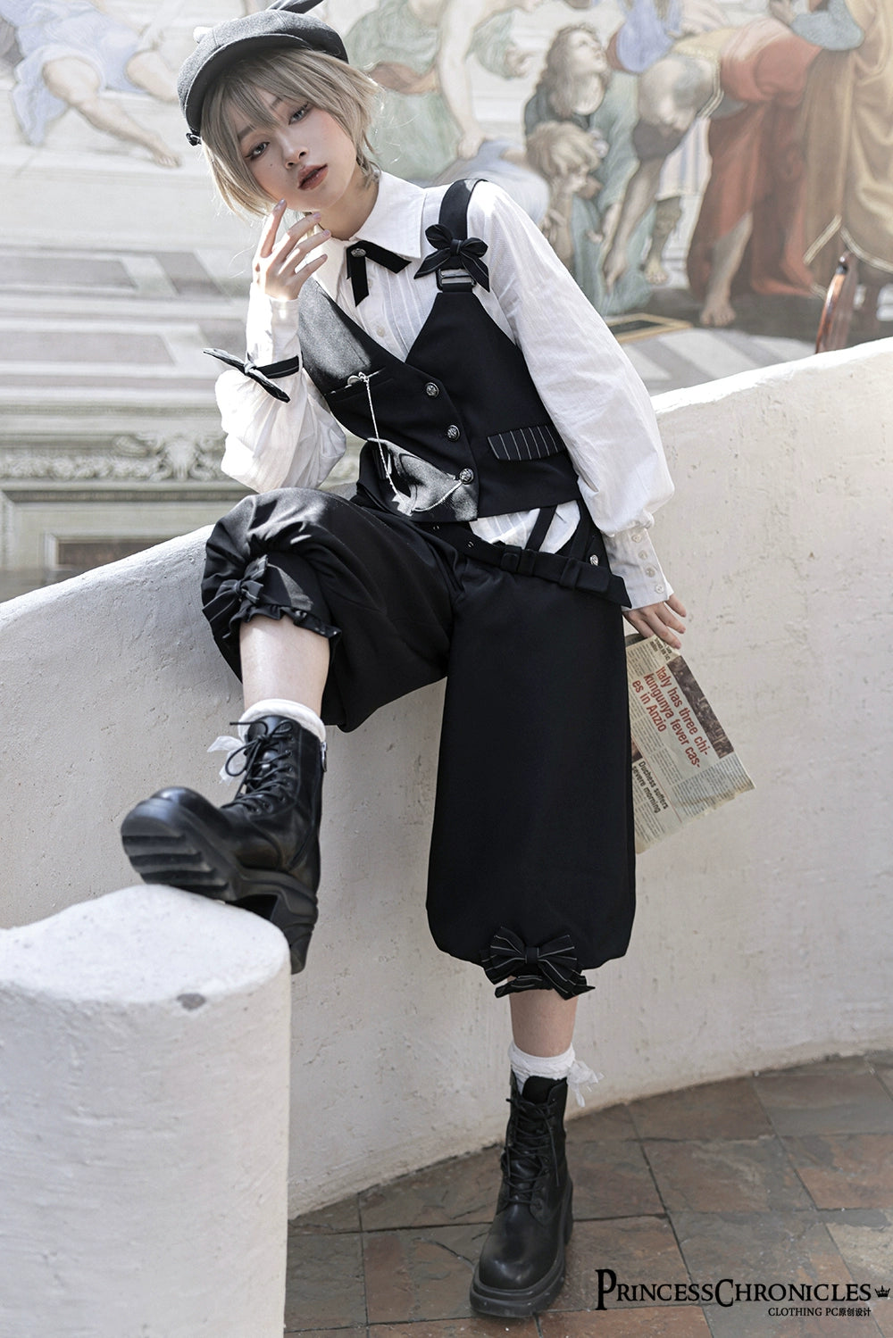 Princess Chronicles - Secret Morning News - Vintage Ouji Lolita Vest Blouse Bloomers 8160:308144