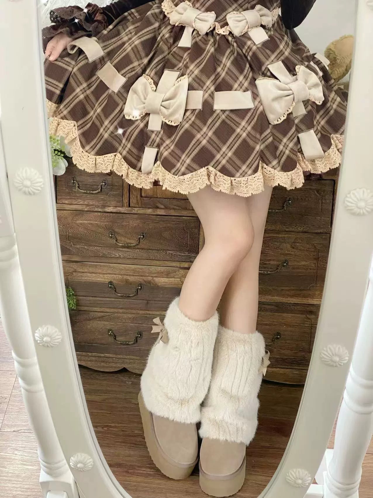 Pure Tea For Dream - Winter Love Song - Winter Lolita Mid-Calf Boots Plush Snow Boots Thick Sole