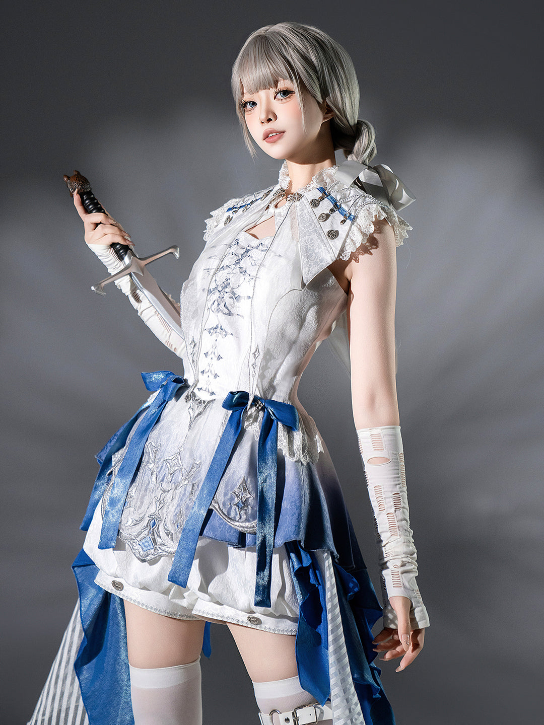 Designer's Gift~Blue Dragon Bone~Ouji Lolita Shorts Suit with Embroidery and Trailing