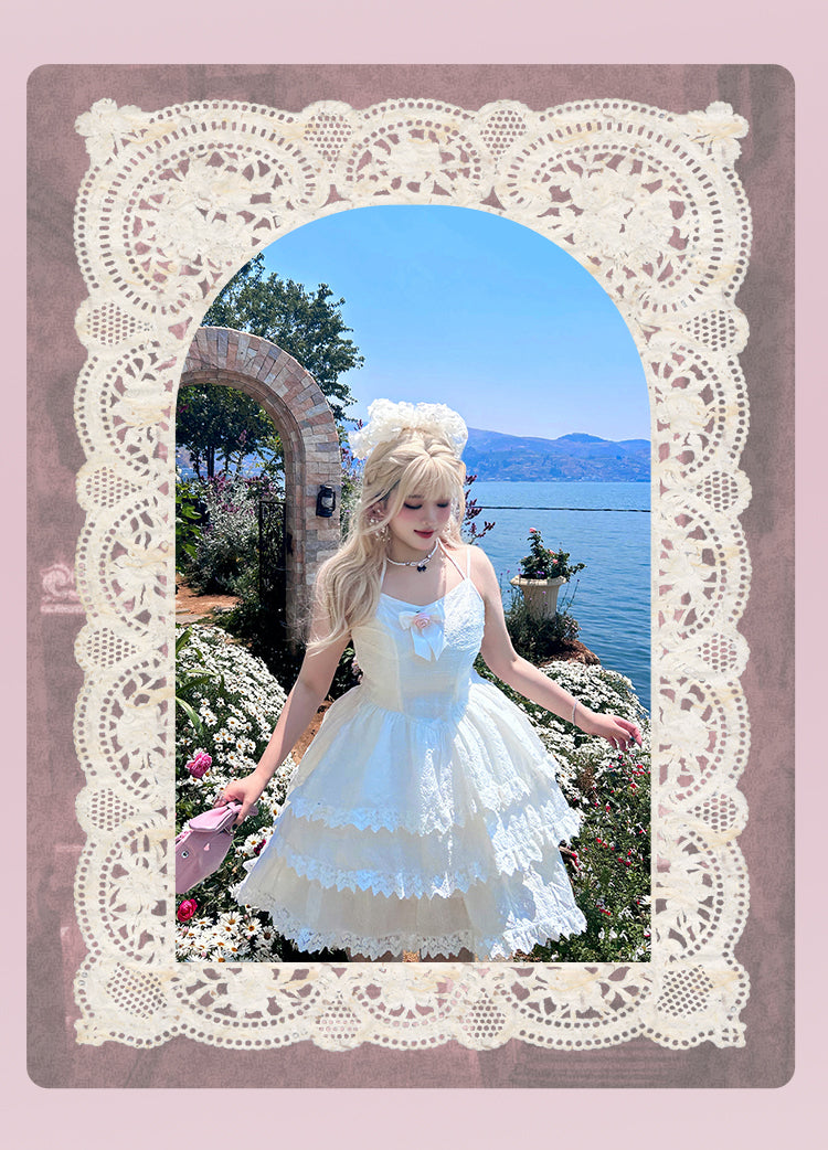 Yingtang - Rose of France - Sweet Lolita Plus Size Halter Puffy Dress Set