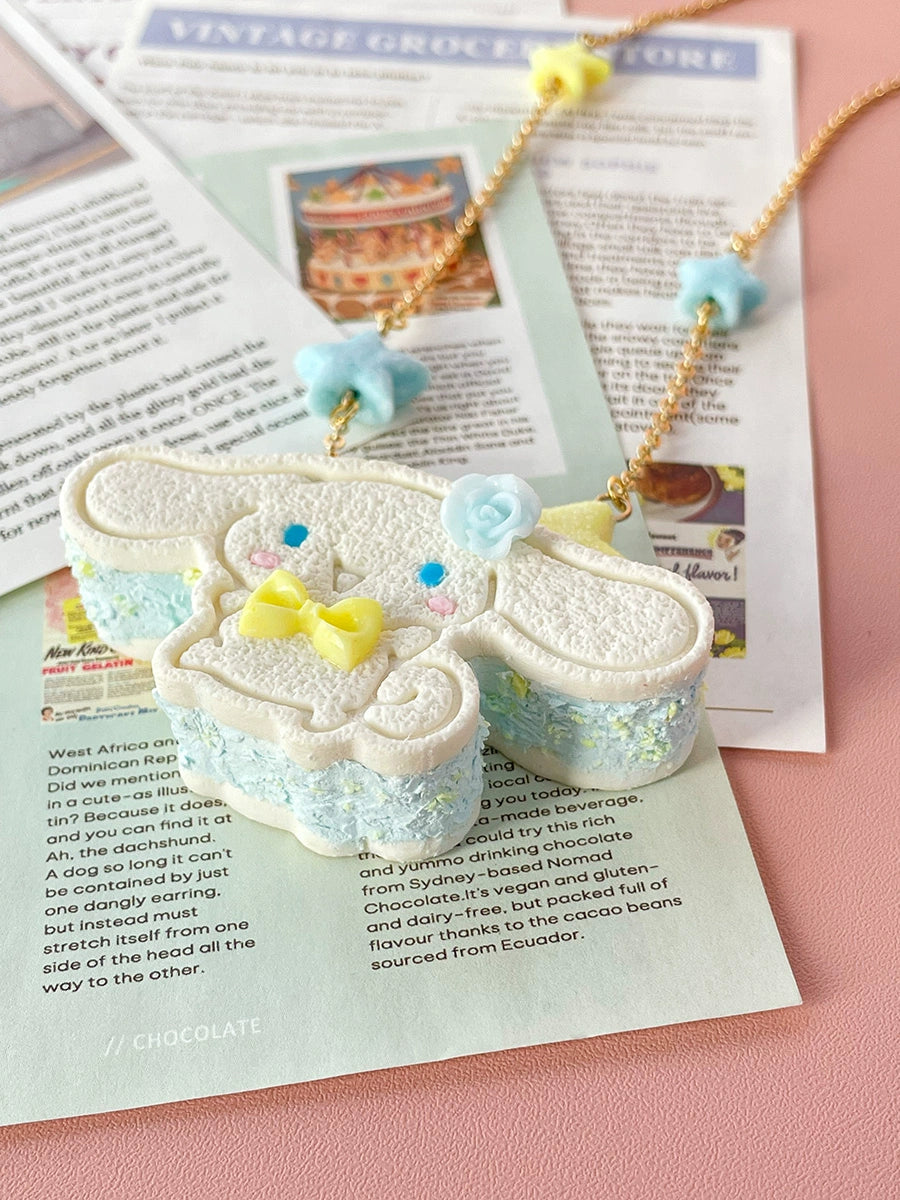 Cornnn~Kawaii Lolita Necklace Star Dog Shaped Cookie Handmade Necklace   