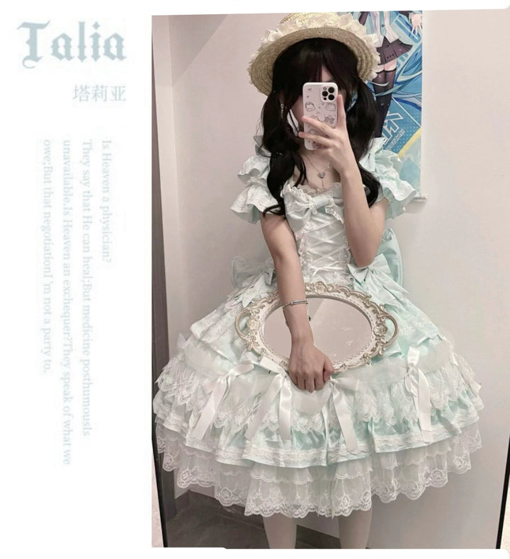 Little Butter~Talia~Sweet Lolita Jumper Dress Set Lolita OP Dress   