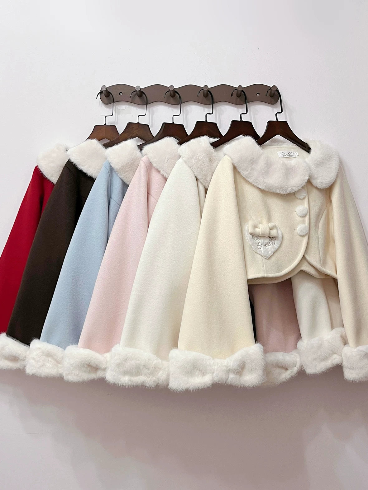Rabbit Heart Knot - Sweet Lolita Winter Short Coat, Detachable Bunny-Ear Collar 45891:866875