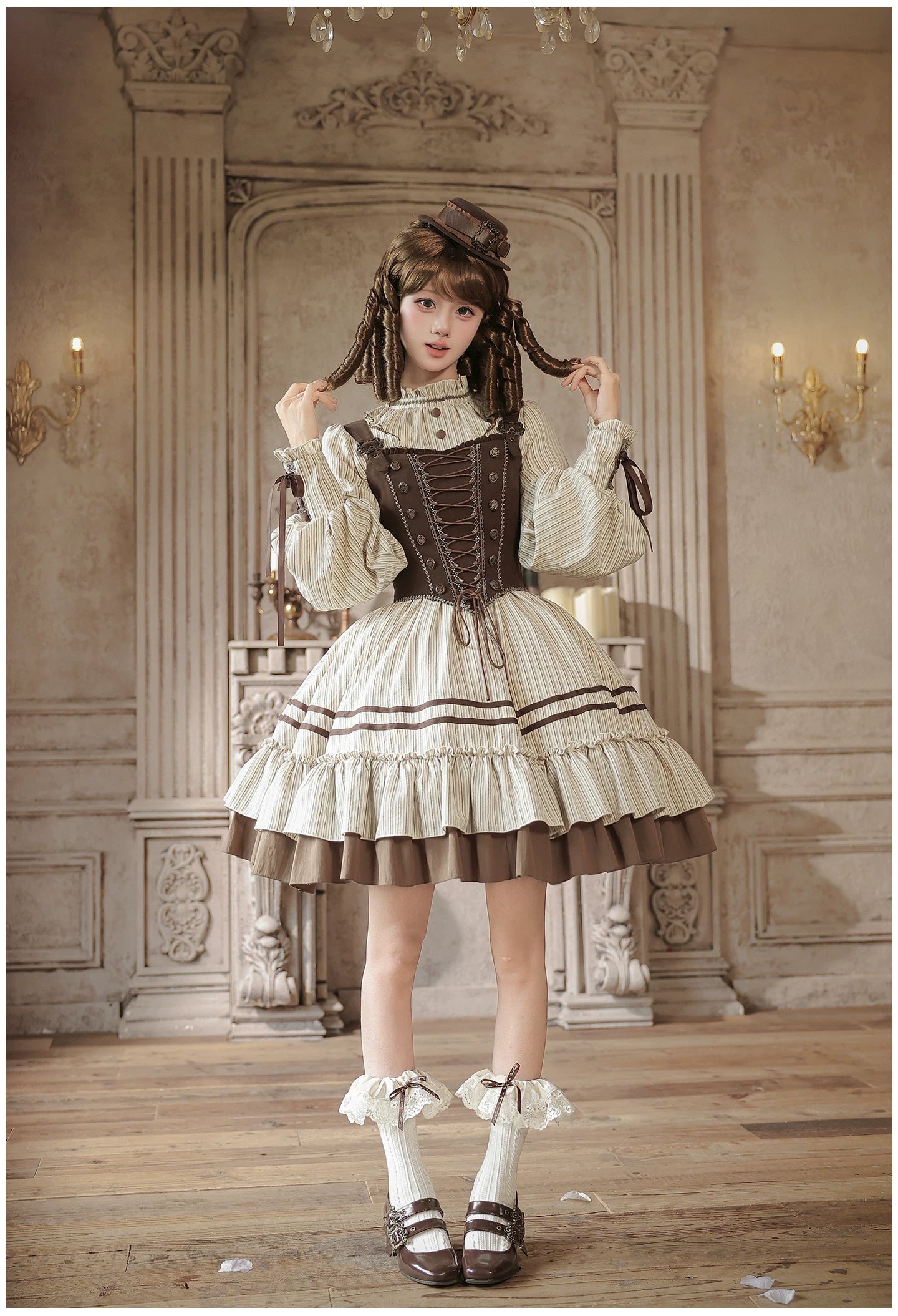 At Sunset - Fall Classic Lolita OP Dress Set, Bustier & Overlayer 45930:868530