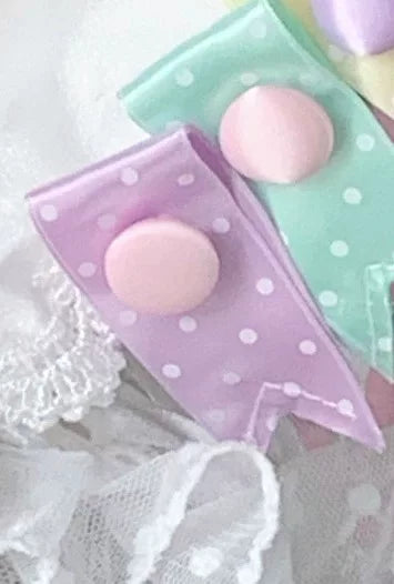 Kawaii Lolita Bunny Ear Hairband, Polka Dot Bow A Pair of Bunny Ear Clip (purple with pink button) - not sold separately