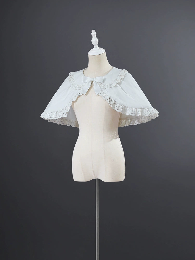 To Alice~Dear dolls~Old School Lolita Three-Tiered Suspender Dress Set S White cape 