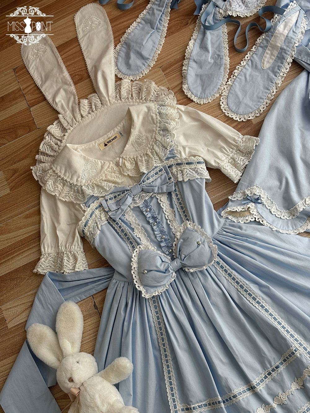 Miss Point~Vintage Petal Rabbit~Cotton Old School Lolita Blouse With Bunny Ear Customized Size 43137:769677