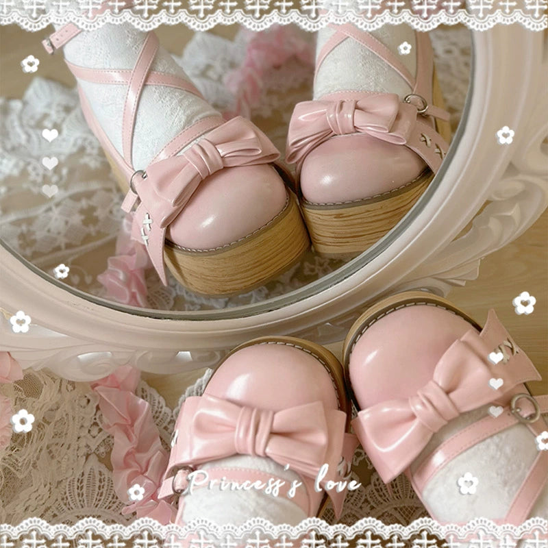 SeeYou~Sweet Cake~Sweet Lolita Platform Shoes Wood Grain