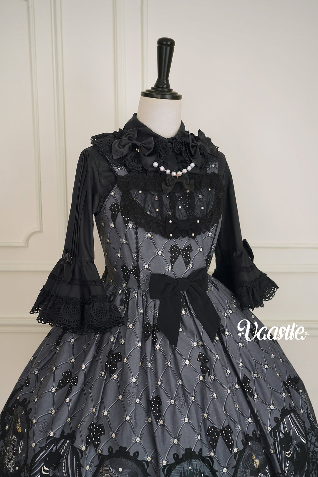 Vcastle~Sweet Crepes~Sweet Lolita Shirt with Princess Sleeves and Bow Chain 42109:726654