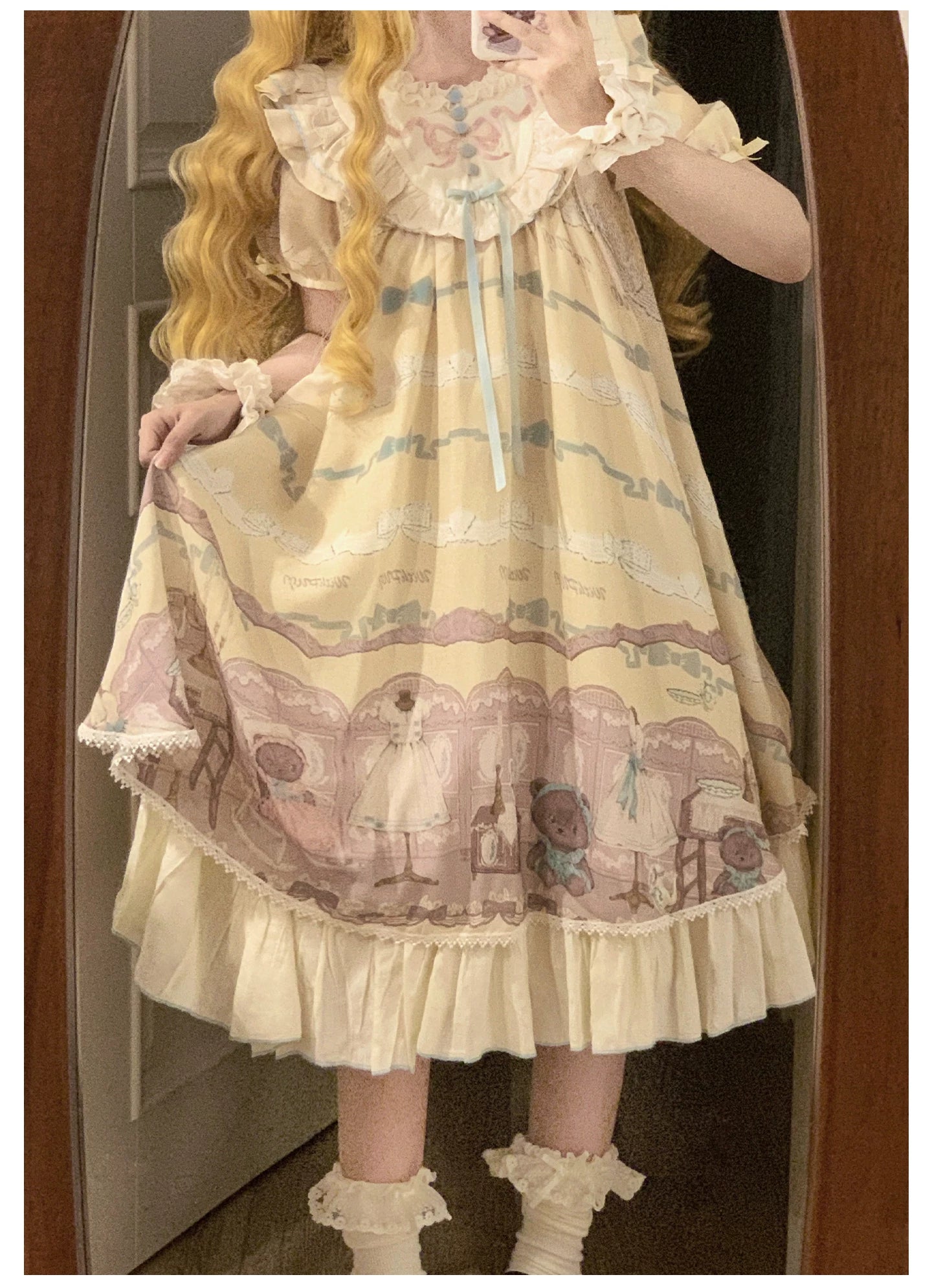 Brown Dollhouse SP - Kawaii Lolita Dollhouse Printed OP Dress with Embroidery 45551:855785
