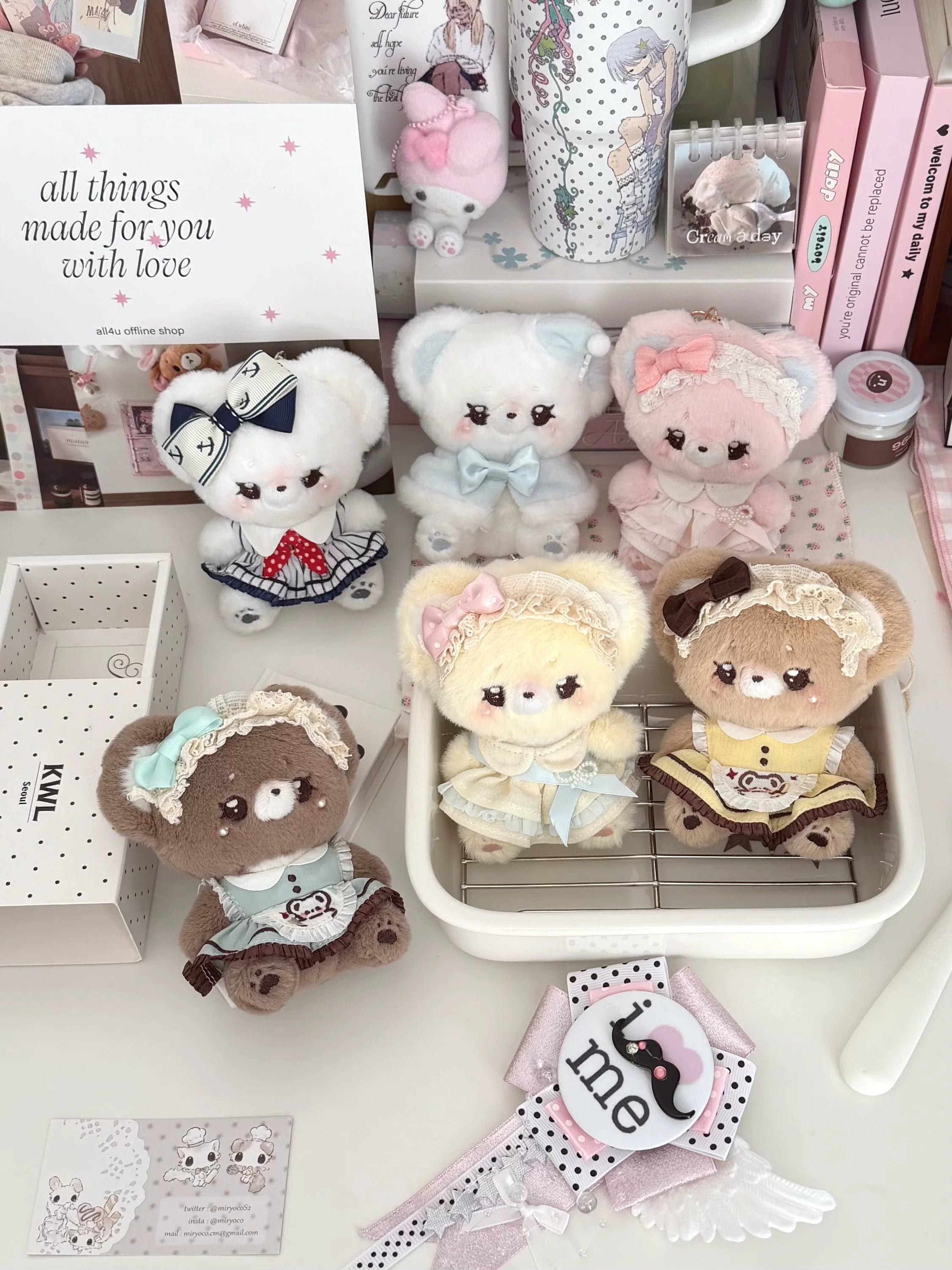 Kawaii Lolita Bear Bag Pendant, Soft Plush