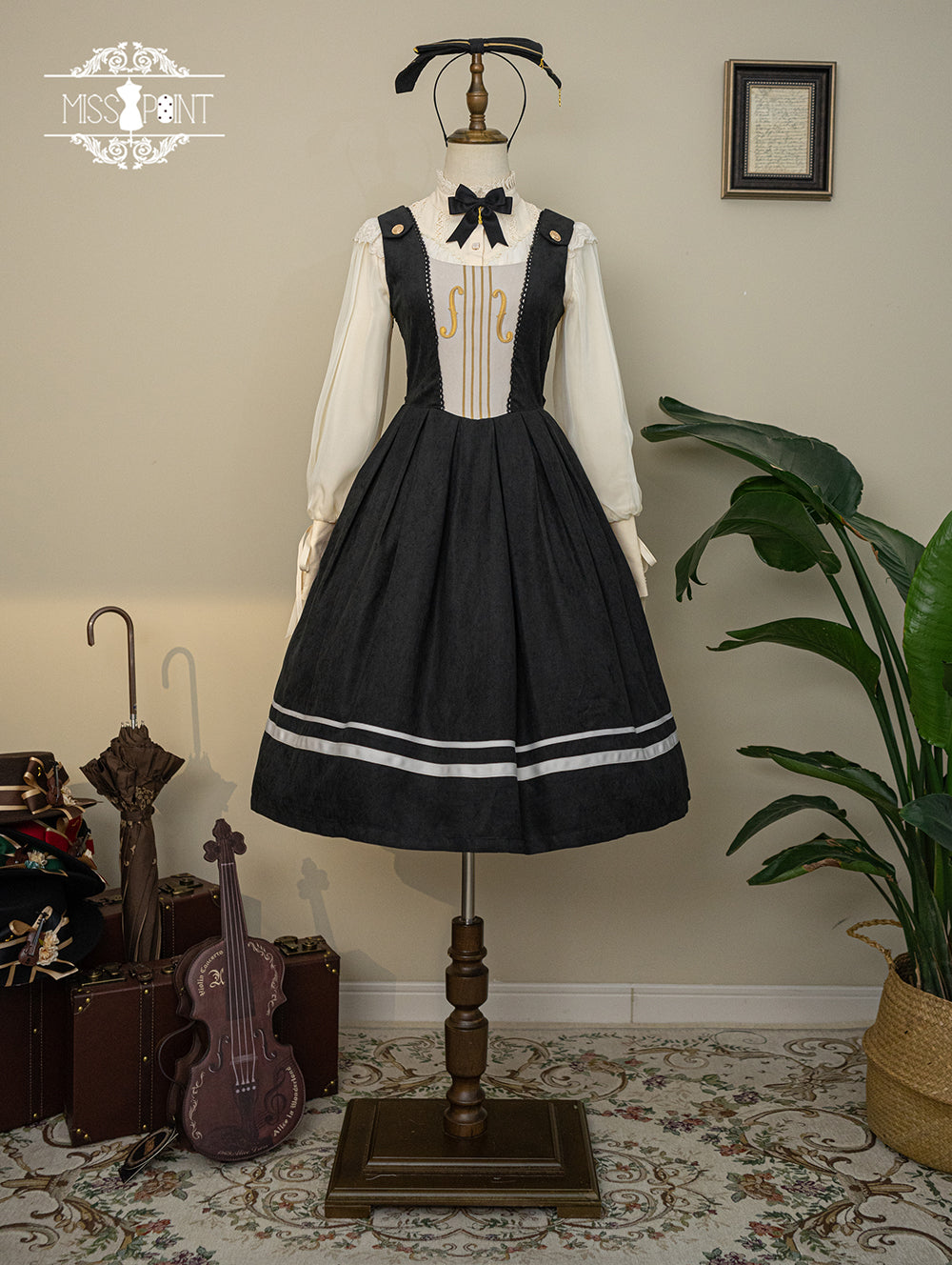 (BFM)Miss Point~Customized Lolita Jumper Dress~Elegant College Lolita JSK XS black 