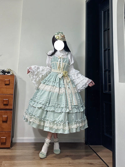 (BFM)Qianmu~Lilianne~Elegant Lolita Ruffled Hem JSK Dress Multicolors S light green JSK 