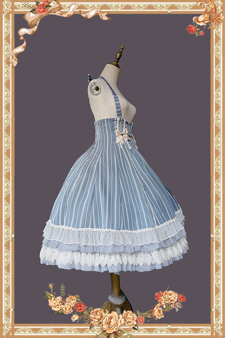 (Buy for me) Infanta~Elegant Lolita Stripe High-waist Jumper Dress Set and Cape 22624:320940