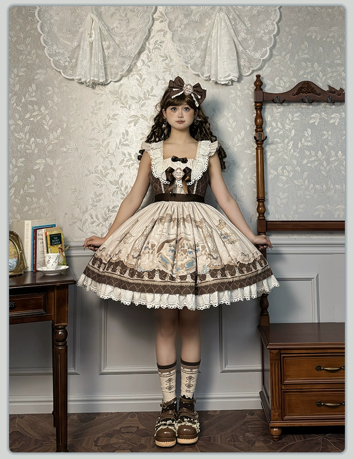 Alice Girl~Sea Salt Fairytale~Sweet Lolita JSK Doll-like Lolita Printed Dress 40682:675380