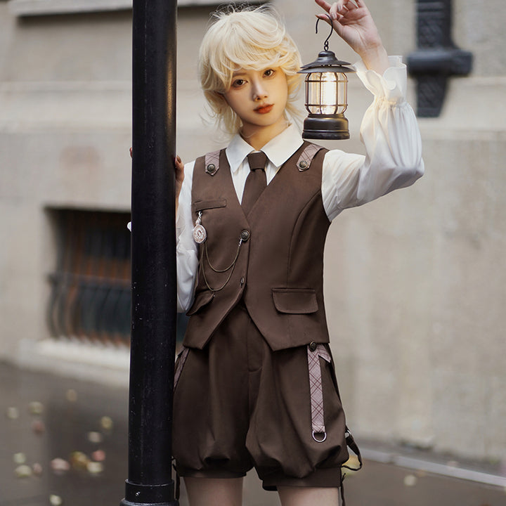 Letters from Unknown Star~Detective Rabbit Kiri~Spring Ouji Lolita Outfits Backpack Pants and Vest