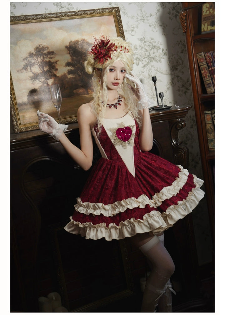 With PUJI~Mary's Heart~Classic Lolita Bodice Dress with Invisible Strap Irregular Coat