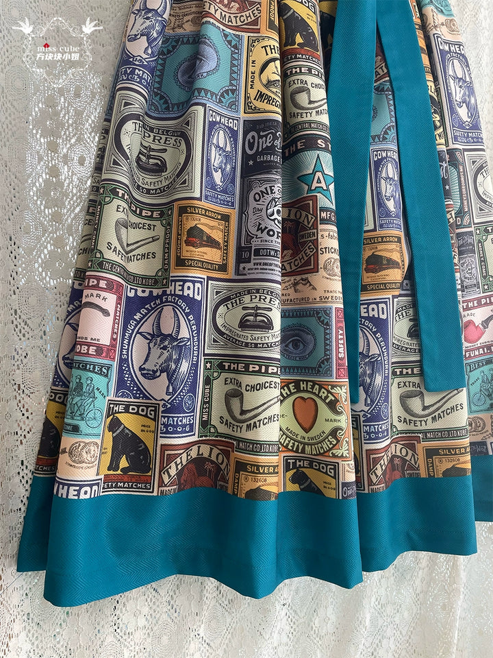 Miss Cube - Antique Label - Retro Lolita JSK Dress Print Daily Dress 35662:498850