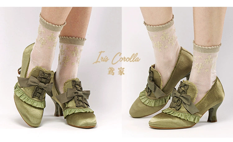 (BFM)Iris Corolla~Mary Queen A~Elegant Lolita Shoes Bow High Heel Wedding Shoes   