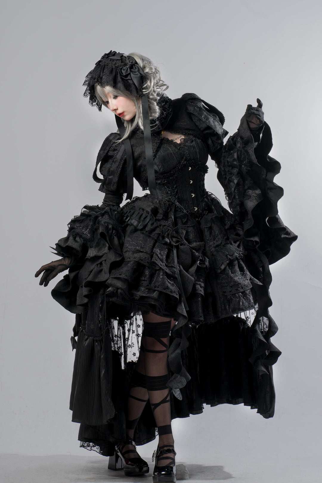 Smoothy~Caliburn~Gothic Lolita JSK Dress with Bolero with Detachable Sleeves