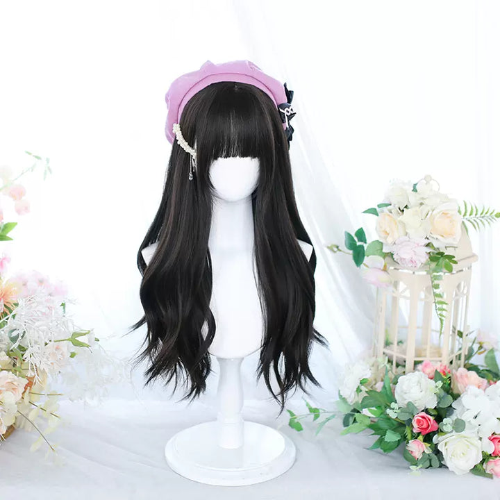 Dalao Home~Lolita Long Curly Natural Cold Brown Wig 2375 black tea  