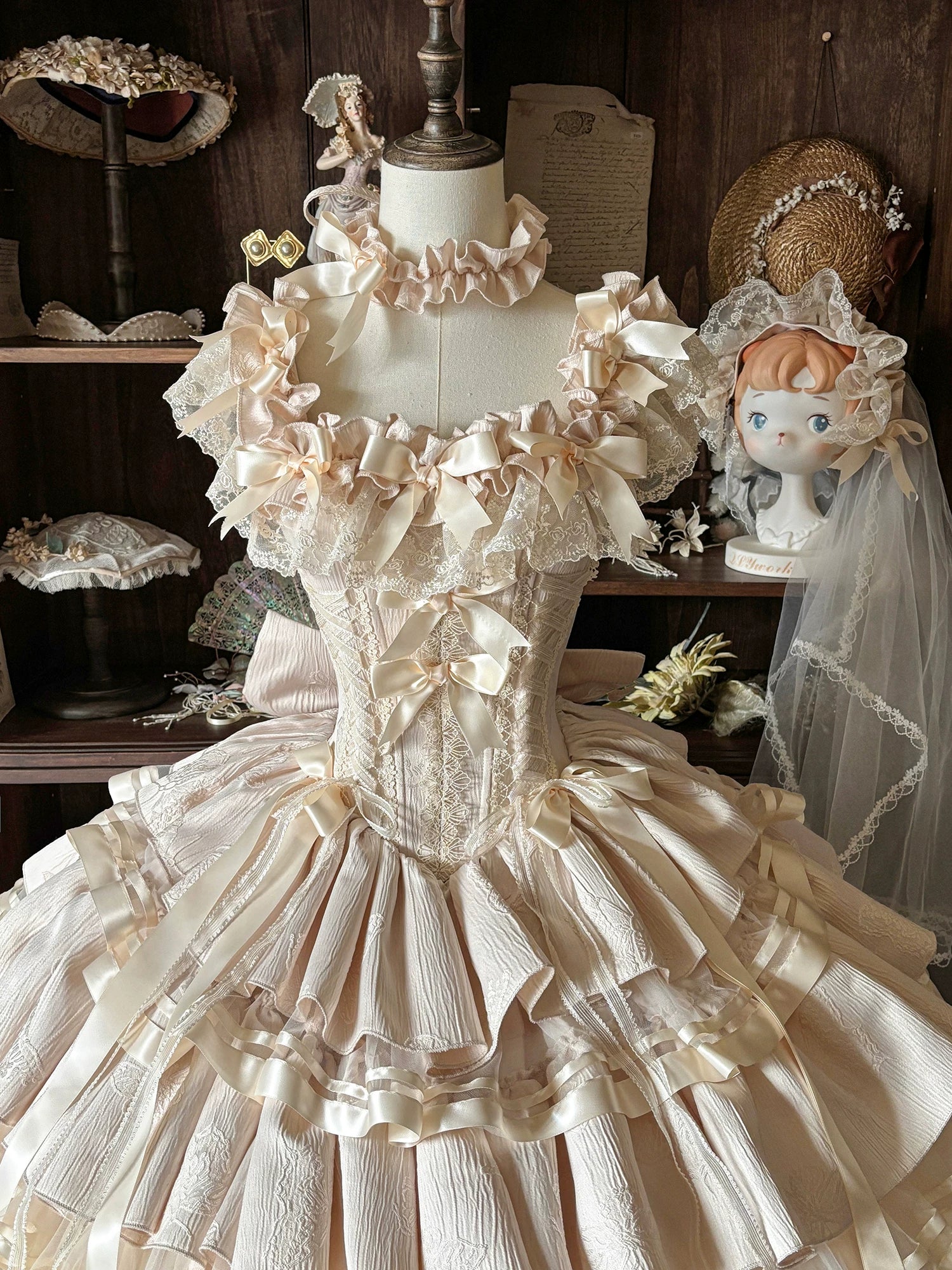 Sunset Venus - Wedding Sweet Lolita JSK Dress, Fishbone Waist (L M S XL) 44803:822096