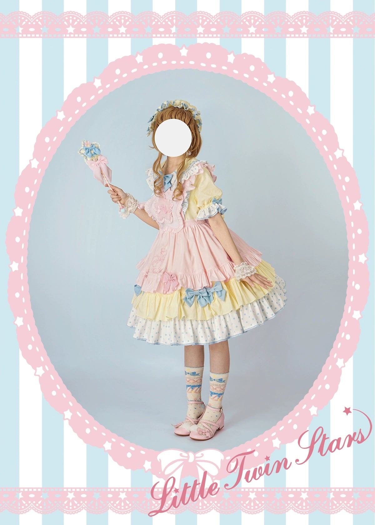 Vcastle~Sweet Lolita OP Dress Splicing Sleeve Apron Dot Print Dress 19776:303762