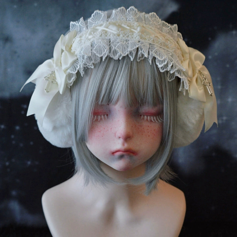 Strange Sugar - Winter Sweet Lolita Plush Ear Muffs Lace Headband Ear muff / Headband
