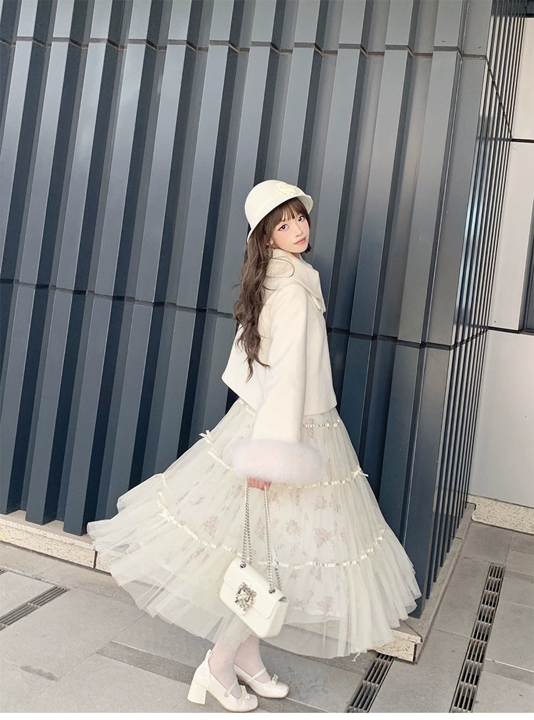 Beleganty~Annie~Retro Lolita Short Coat Woolen Bell Sleeve Outwear   