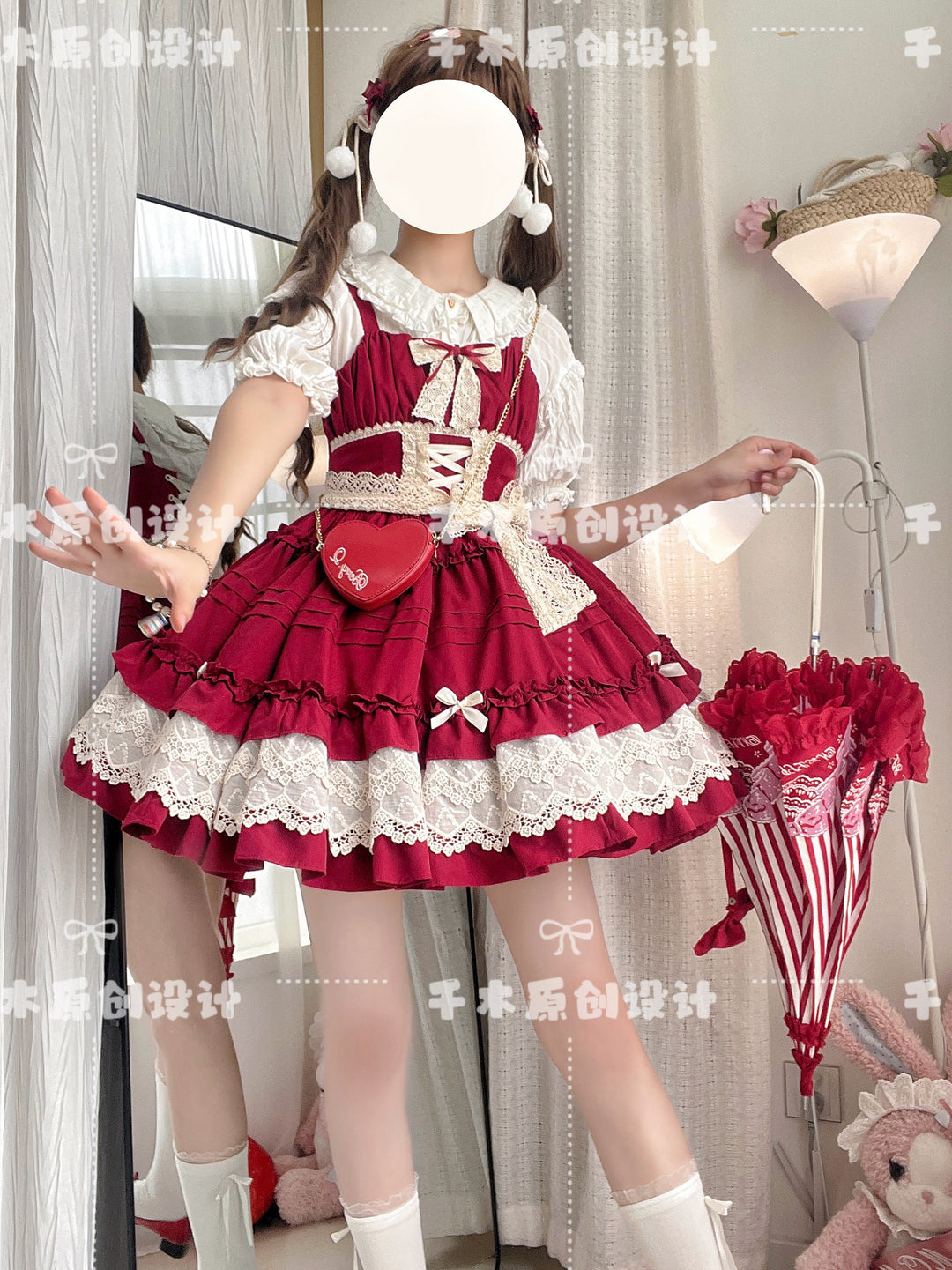 Qianmu~Vivian~Sweet Lolita JSK Doll Lolita Tiered Ruffles Dress 42398:741435