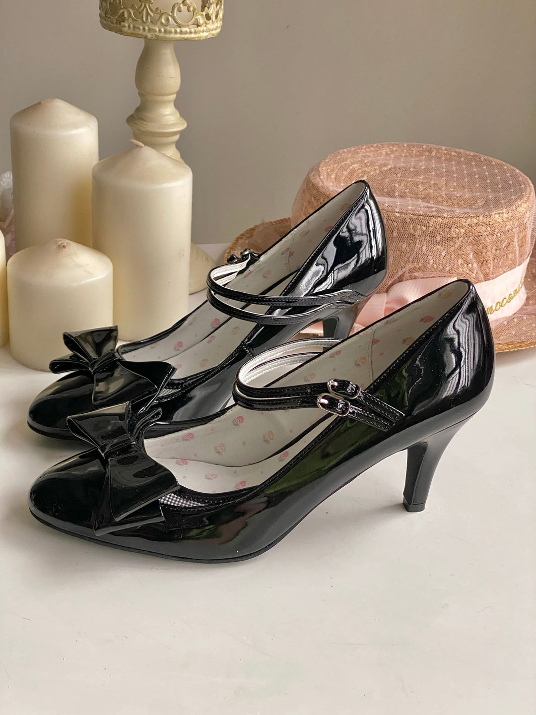 Pure Tea For Dream~Coco Sweet~Elegant Lolita Shoes Pointed Toe Heels with Bow (Black / 35 36 37 38 39 40) 42298:740663