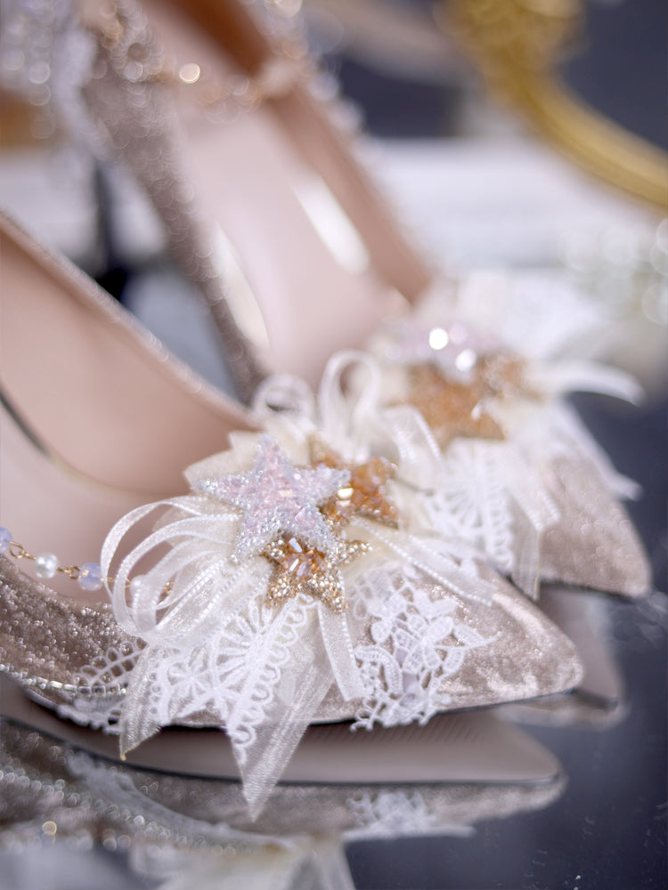 Sky Rabbit~Elegant Wedding Lolita Golden High Heel Shoes   