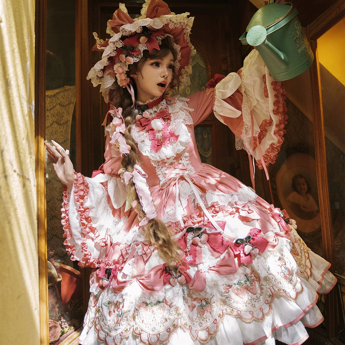 Bramble Rose - Starryberry Eden - Hime-sleeved Sweet Lolita Dress, Strawberry Embroidery 44262:801174