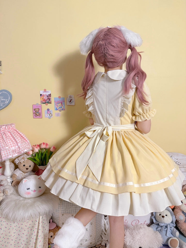 Qianmu~Cat Cafe~Maid Lolita OP dress with Detachable Bow and Apron 42405:740575