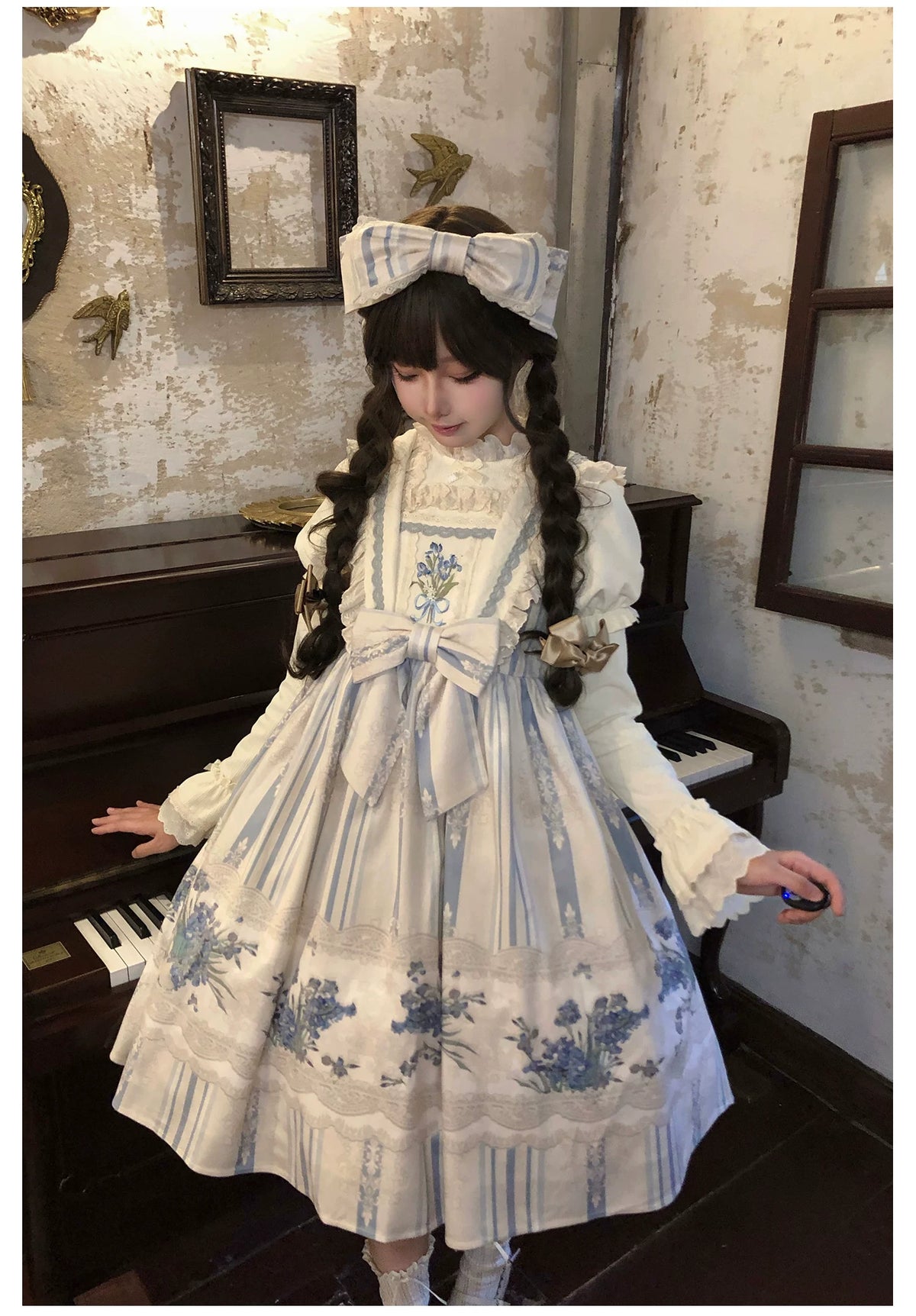 Iris - Classic Lolita JSK Dress Set, Iris Print and Embroidery 45997:871529