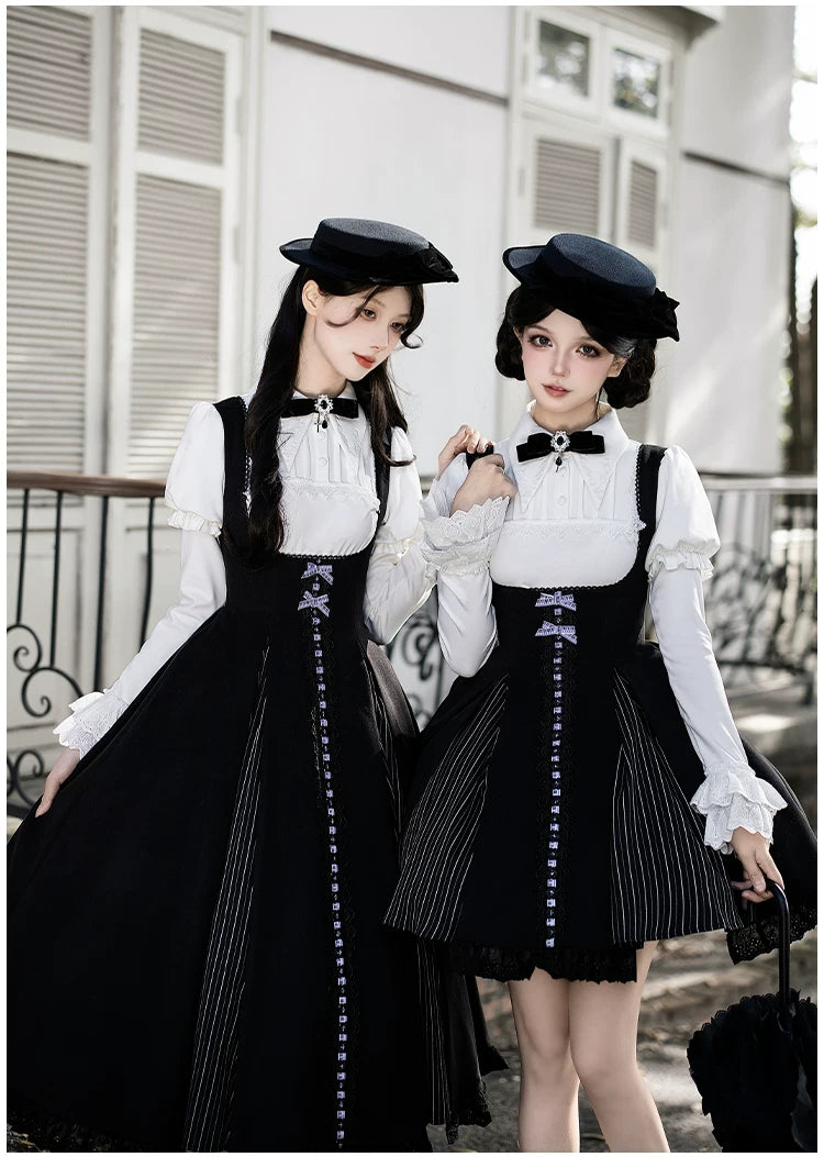 Monochrome Sonata - Classic Lolita Bust-supporting JSK Set, Piano Inspired