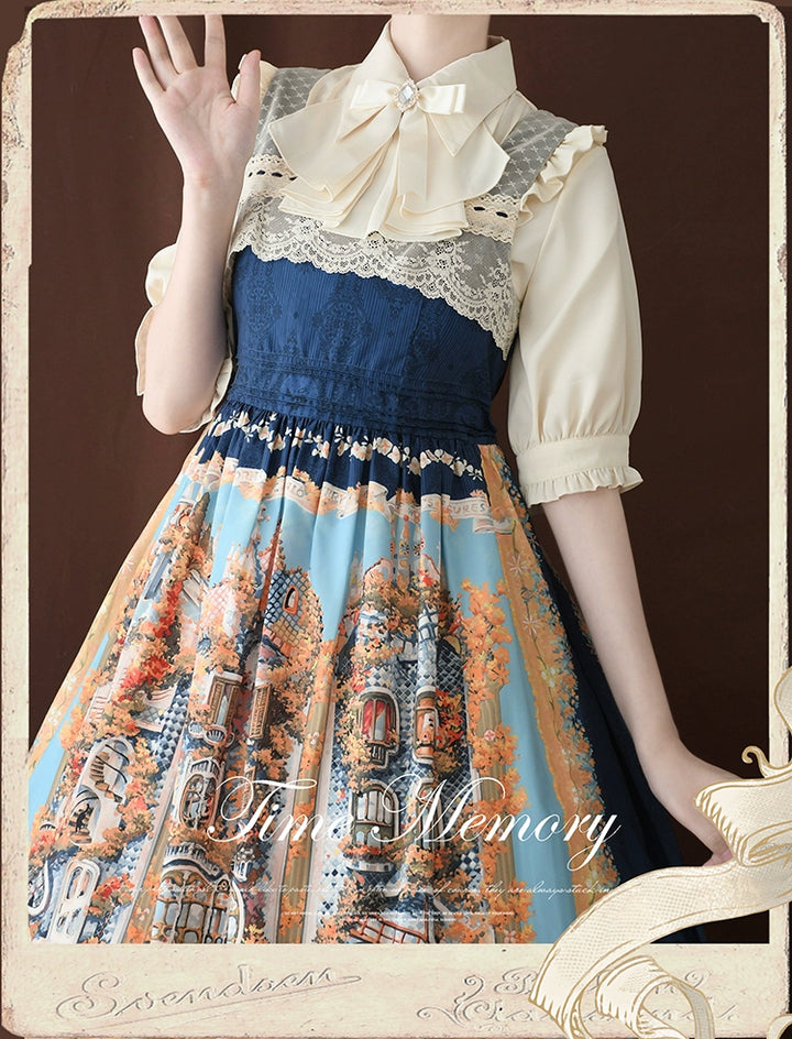 Time Memory~Earl Girl~Chiffon Classic Lolita Shirt with Mid-Length Mutton Sleeves