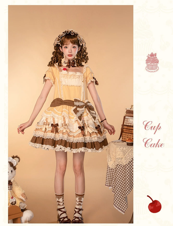 Mademoiselle Pearl~Cup Cake~Sweet Lolita OP Dress Kawaii Lolita JSK SK   