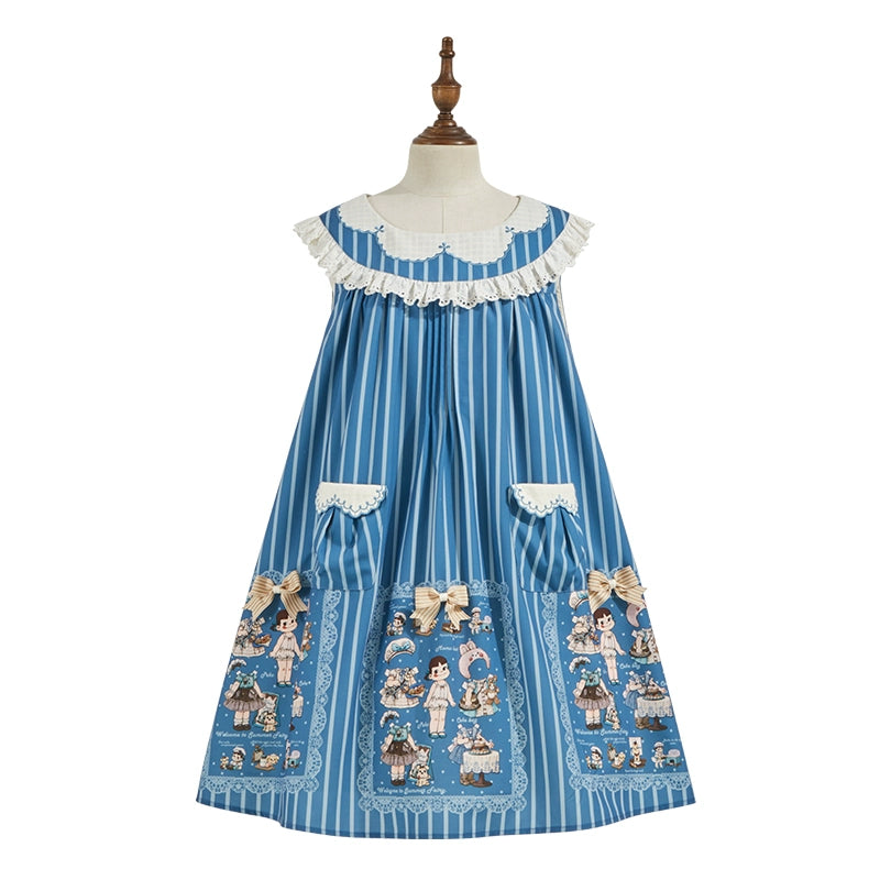 Summer Fairy~IP Collab Kawaii Lolita OP Dress Printed Pattern JSK (L M S XL XS) 40554:667462