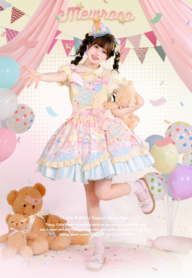 Mewroco~Party Bunny~Sweet Lolita Salopette Cute Daily Lolita Dress   