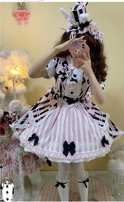 Sakurahime~Werid Theatre~Sweet Lolita Blackpink Stripe OP   