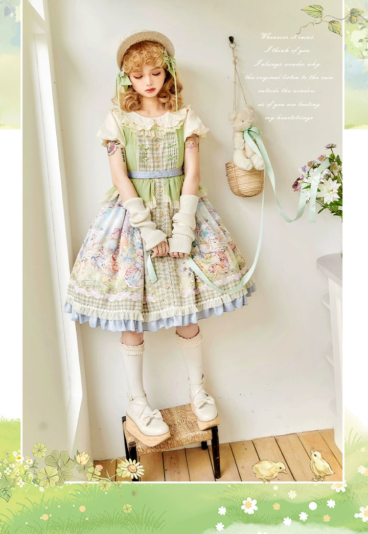 Strawberry Fantasia~Spring In The Air~Sweet Lolita JSK Green Lolita Dress   