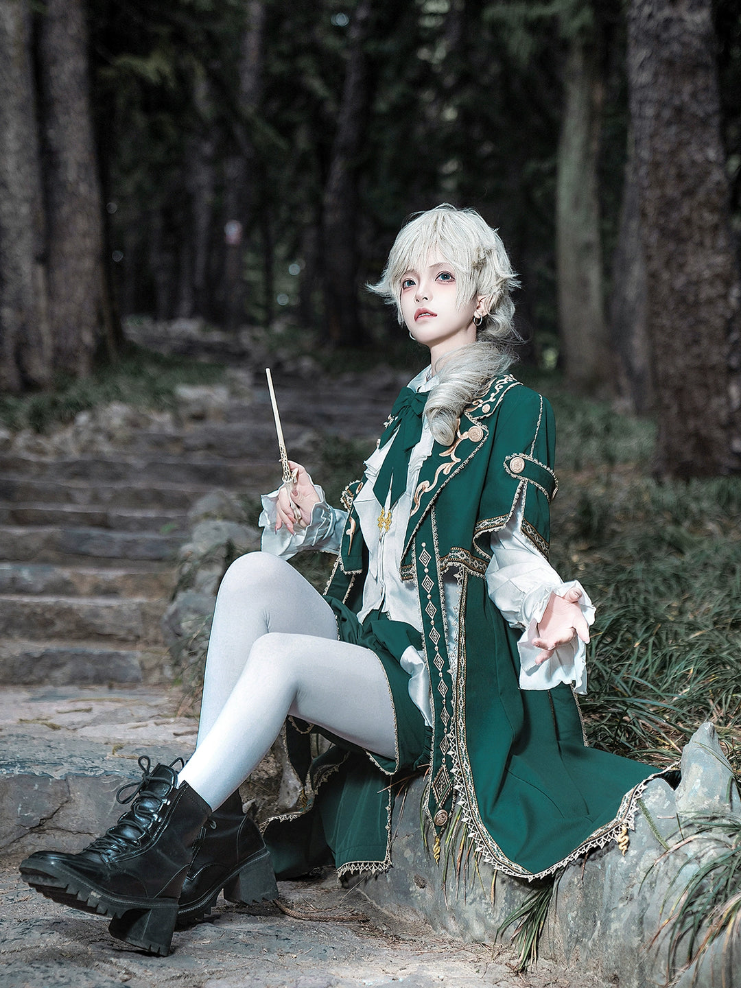 Letters from Unknown Star~Divine Envoy~Ouji Lolita Shorts Suit Military Lolita Coat and Shirt 41838:715584