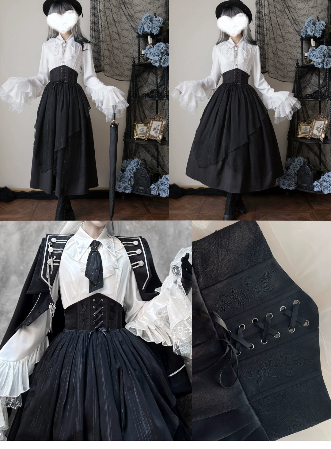 Silent Mars~Raven Crown~Gothic Lolita Suit Shirt Military Coat Skirt and Pants