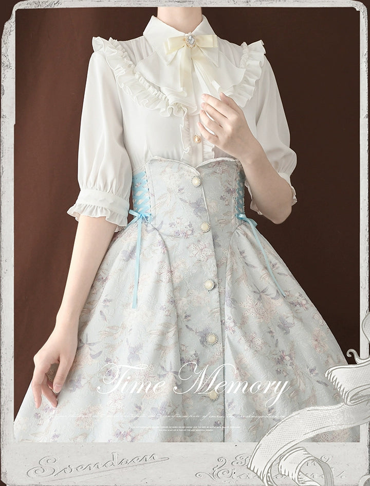 Time Memory~Earl Girl~Chiffon Classic Lolita Shirt with Mid-Length Mutton Sleeves