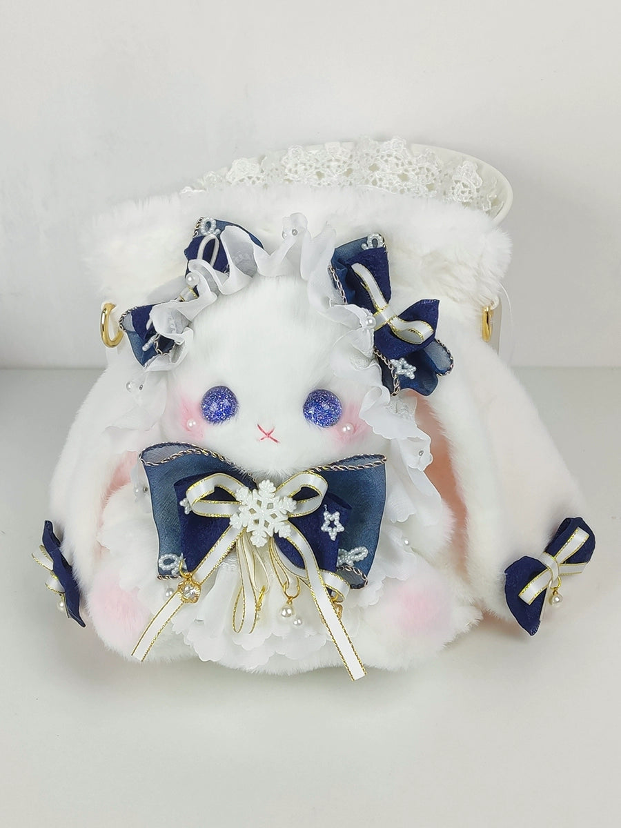 Bear Star~Kawaii Lolita Bag Handmade Bunny Crossbody Shoulders Bags Ink Blue Large Crossbody+shoulders bag